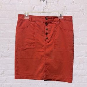 Banana Republic rust orange buttonfly pencil skirt Size 10